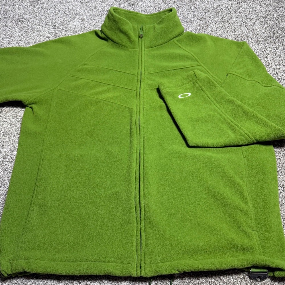 Vintage Oakley Men L Full Zip Fleece Quilted Jacket Green Outdoor Gorpcore